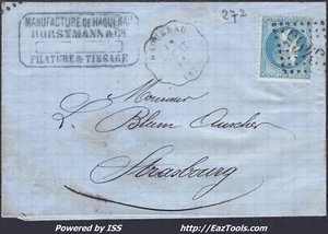 FRANKREICH NR. 29B AUF BRIEFSTEMPEL STATIONSFÖRDERER HAGUENAU LINIE 348 WIS-ST - Bild 1 von 2