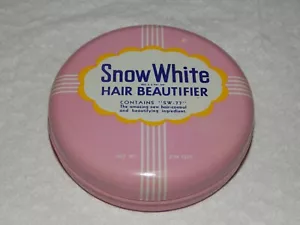 Vintage SNOW WHITE Hair Beautifier ~ 2 3/4 oz.~ Round Pink Tin ~ Full ~ RARE - Picture 1 of 3