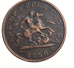 1850 Canada 1c Upper Canada Bank of Montreal Coin - Picture 1 of 2