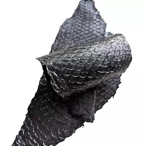 A lot of Two Vegetable Tanned Fish Leather Soft Tilapia Skins Stain Black - Picture 1 of 5