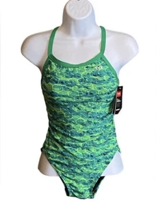 TYR Agon Diamondfit One Piece Competitive Swimsuit Green Size M 8 (32) NWT $85 - Picture 1 of 10