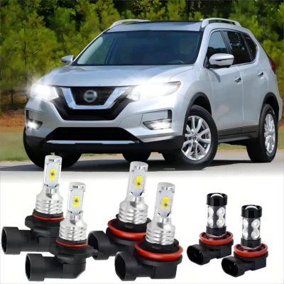 For Nissan Rogue 2008-2013 6000K 6X LED Headlight High Low Fog Light Bulbs Combo - Image 1 of 4