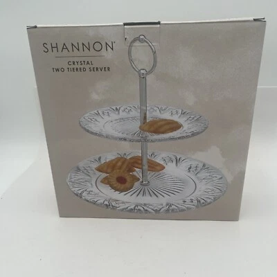 Godinger 2 Tier Platter Tray Server - Dublin Collection Silver - Image 1 of 4