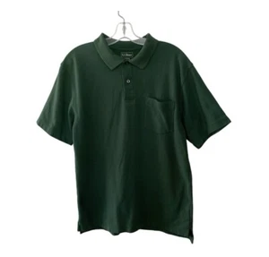 LL Bean Men’s Polo Shirt Forest Green Size Medium Classic Office Work Casual - Picture 1 of 8