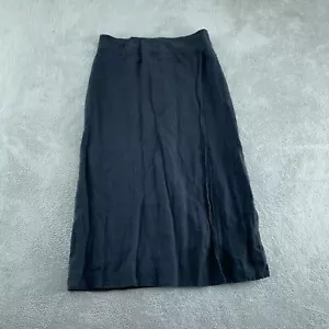 Neesh by Dar Black Linen Midi Skirt With Side Slit & Back Zipper 2643 - Picture 1 of 8