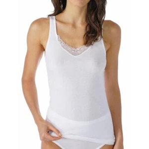Mey 2000 Long Vest Soft Cotton Lace Trimmed v Neck Tank Top - Women's - Picture 1 of 2
