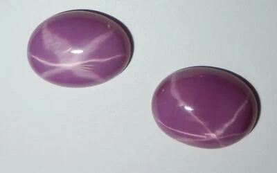 Opaque Star Ruby Oval 15x11 mm Cabochon 6 Rayed Lab-created Stone 2 pieces Lot - Image 1 of 4