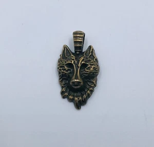 2 dijes cabeza de lobo artesanía colgante de metal animal tono bronce de 1,8" pulgadas - Imagen 1 de 2