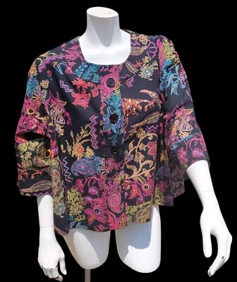 Blazer Chaqueta Columpio Negra De Colección 2X Colorido Cachemira Divertido Mujeres Denim Algodón Lentejuelas Foto 1 de 4