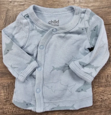 Ropa de bebé niño niño Mine Carter's prematuro azul tiburón camisa a presión Foto 1 de 3