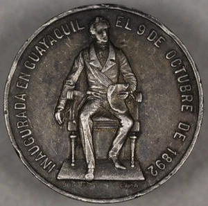 1892 Ecuador Guayaquil Silver Medal Lima Mint - Picture 1 of 2