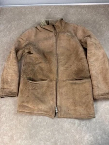 Agnes B Special Womens Lamb Leather Fur Lined Trench Coat Zip Jacket Cognac 40 - Picture 1 of 11