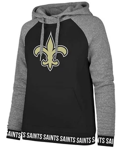 New Orleans Saints Womens Black Hoodie Sweatshirt '47 Size S-XL Encore - Picture 1 of 5