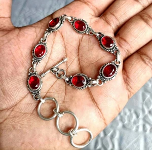 Granat Handarbeit Designer Armband 925 Silber Geschenk für Sie Zoll 7,5 - Bild 1 von 4