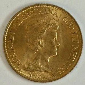 1917 NETHERLAND 10 GULDEN GOLD COIN - Picture 1 of 4