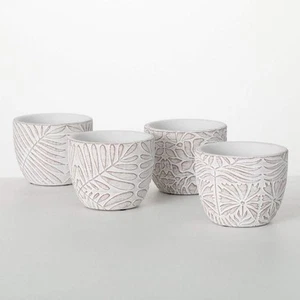 3.75 in. Etched Terracotta Indoor Planter Set of 4 - Picture 1 of 4