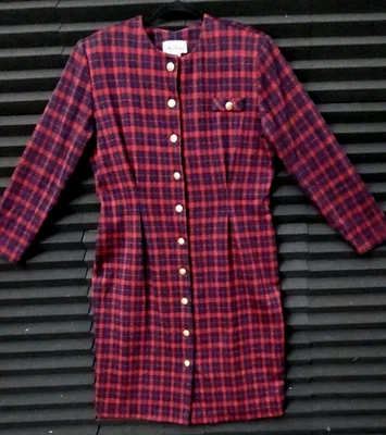 Vintage MISS DORBY Dress Women 16 Red Blue Plaid   long Cottage Gold Bottoms  - Image 1 of 4