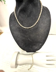 Vintage 14 k Gelbgold Perle & weiße 3,75 mm Perlenkette & Armband Set - Bild 1 von 12