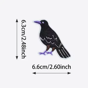 Parche bordado cuervo negro de 1 pieza 3 + 1/4 x 1 + 3/4 pulgadas - Imagen 1 de 5