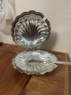 Vintage Leonard Clam Shell Caviar Server Hinged Silverplate Butter Dish Server 