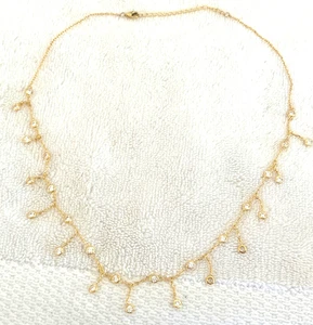 Sterling Silber CZ Meterware Einfassung Glied Gold Kette Halskette 18 Zoll - Bild 1 von 3