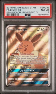 Pokémon SM 2019 Black Star Promo EEVEE GX #SM233 PSA 8, ¡raro!! - Imagen 1 de 2
