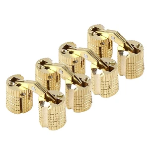Copper Brass Cabinet Hinges 8mm Concealed Barrel Hinge 180 Degree Opening - Picture 1 of 12