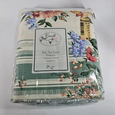 Cortinas de colección años 80 Croscill "Viena" poste forradas 84x84 lazos florales EE. UU. Foto 1 de 4