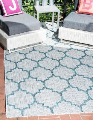 Unique Loom Outdoor Trellis Collection Area Rug (4' 1" x 6' 1" Rectangle, Gra... - Image 1 of 4