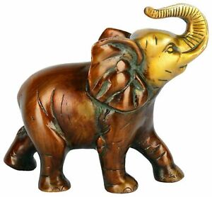 Brass Elephant Trunk Up Figurine Statue Sculpture Idol