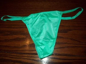 NEW Victoria's Secret G-string v-string THONG PANTIES NYLON/ELAST GREEN 345107 L - Picture 1 of 2