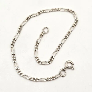Bracciale Vintage Argento Sterling Figaro Catena 7" Molla Anello Chiusura 2,5mm - Foto 1 di 7
