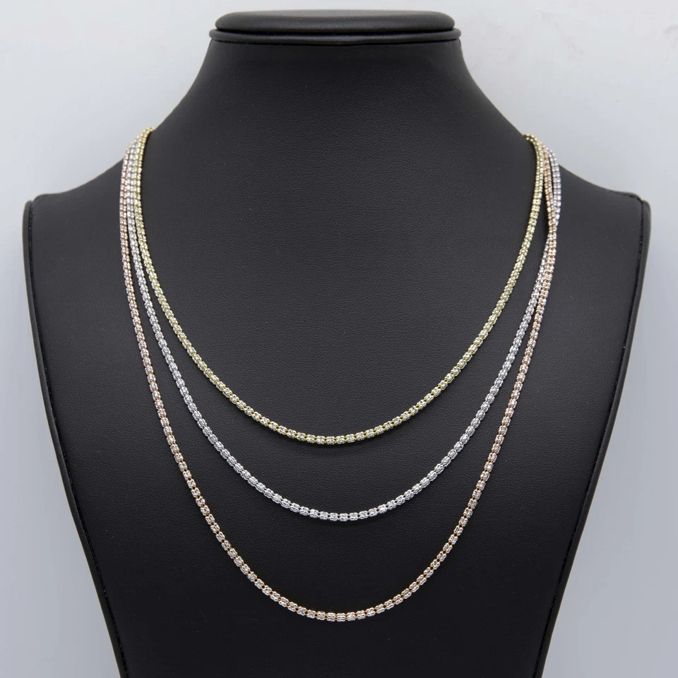 2.5mm Two-Tone Diamond Cut Iced Link Chain Real 10K Gold All Sizes - Image 1 of 4