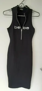 BEBE Black Rhinestone Stretch Zipper Bodycon Dress Sz XS - Picture 1 of 4
