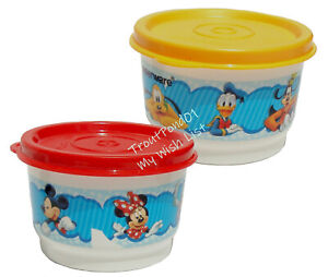 Lot de 2 bols à collations TUPPERWARE 4 oz Disney Mickey Mouse Donald Duck Dingofy ++