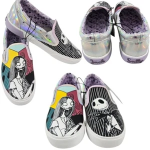 Disney The Nightmare Before Christmas Jack & Sally Slip-on Sneakers - 8/8.5 NWT - Picture 1 of 13