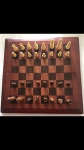 Cherry Wood Checkers And Chess Set One Piece Of Checkers Piece Missing - Picture 1 of 3