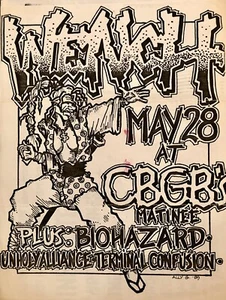 WENCH BIOHAZARD UNHOLY ALLIANCE + RARE VINTAGE 1989 FLYER 5/28/1989 CBGBS NYC - Picture 1 of 2