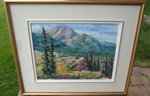 ELAIN TWEEDY 2 O'CLOCK CREEK RIDGE KOOTENAY PLAINS CANADA ACRYLIC ON BOARD - Picture 1 of 8