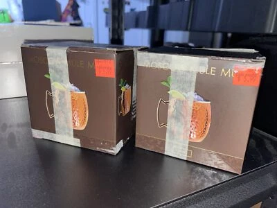 Lote de 2 tazas de mula de Moscú martilladas enchapadas en cobre mango de latón 20 oz Foto 1 de 2