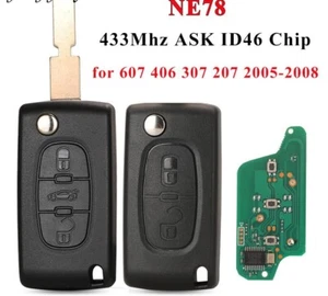 Fits Peugeot 433MHz Complete Transponder Remote Key - Imagen 1 de 4