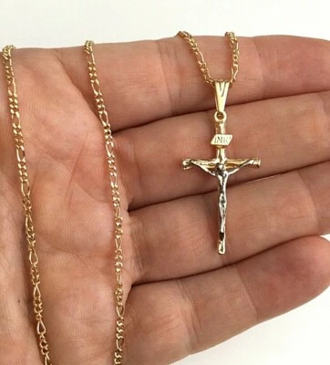 COLLAR CRUZ RELLENO ORO 18K 18" LARGO / ORO 18K CADENA DE CRUZ - GFN5 Foto 1 de 4