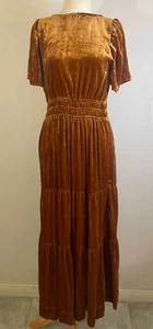 New Anthropologie The Somerset Maxi Dress: Velvet Edition Gold Sz. S NWT - Picture 1 of 11