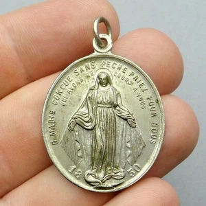 Ciondolo Grande Francese, Antico Religioso. Santa Vergine Maria. Medaglia miracolosa. - Foto 1 di 5