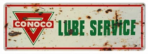 CONOCO LUBE SERVICE 24" HEAVY DUTY USA MADE METAL GAS STATION ADVERTISING SIGN - Picture 1 of 1