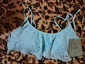 bikini aqua Rüschen y2k silber peace 75B 40 träger schalen bandeau spitze - Bild 1 von 7