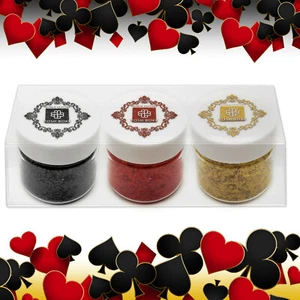 Edible Glitter 3x 1/4oz - CASINO Color Theme Cake Decorating, Fondant, Sprinkle - Picture 1 of 10