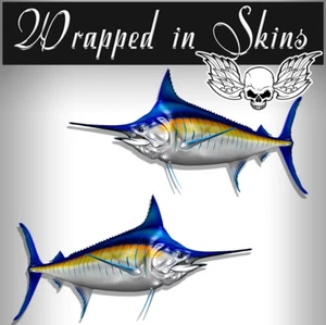 RV Decals Graphics 2 Blue Marlin Fish Stickers 24" Boat Graphic Decals RV#6.5 - Imagen 1 de 1