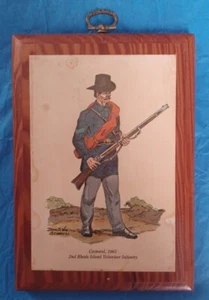 Bürgerkrieg Holz Plakette zeigt Unteroffizier 1861 2. Rhode Island Freiwillige Infanterie - Bild 1 von 3
