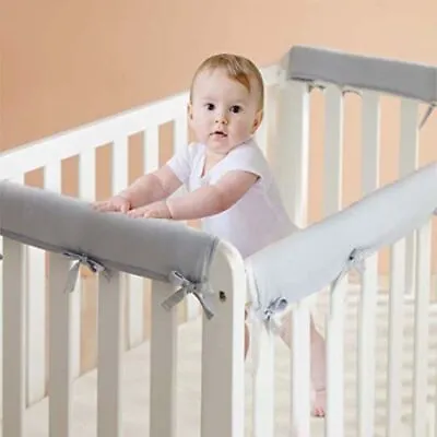 HOT 3Pc Baby Cot Rail Cover Crib Teething Pad Guard Padded Soft Bumper Protector • 14.11$
